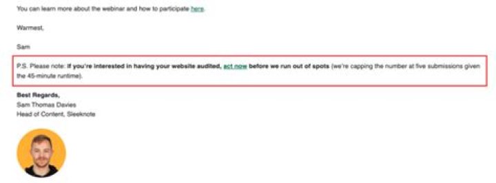How to write a ps in an email